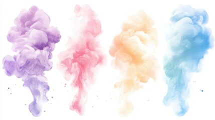 Fototapeta premium Watercolor abstract fluid watercolor designs Pastel Colored Smoke Clouds Abstract Background