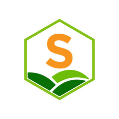 Agriculture and Farming Logo On Letter S Concept For Bakery, Bread, Cake, Cafe, Pastry Symbol