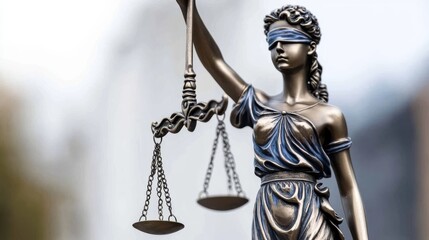 Iconic Lady Justice statue holding scales, symbolizing fairness and the impartial rule of law.