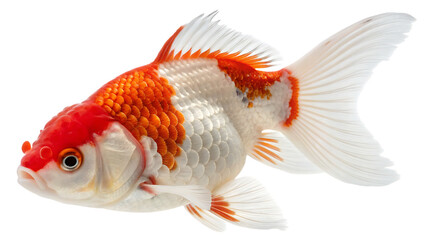 Goldfish PNG Image – Beautiful Red and White Koi Fish Isolated on Transparent Background