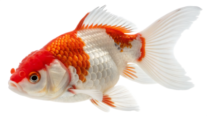 Goldfish PNG Image – Beautiful Red and White Koi Fish Isolated on Transparent Background