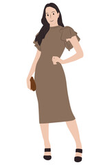 Fototapeta premium Woman in a Casual Dress, holding bag.