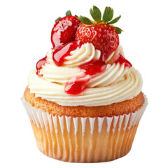 Strawberry Topped Cupcake on transparent background