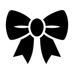 Silhouette ribbon bow vector icon in black and white design