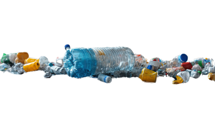 Wasteful Heap: A visual statement on waste and its impacts. An assortment of discarded plastic bottles forms a mound, graphically symbolizing the accumulation of waste.
