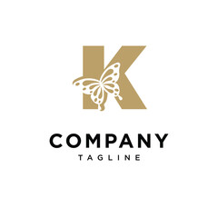 Letter K Butterfly Gold Logo Icon Vector