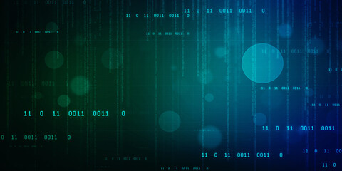 Binary Code Background, Internet Data, Big data communication background, Digital Abstract technology background, flowing number one and zero text in binary code format in technology background.