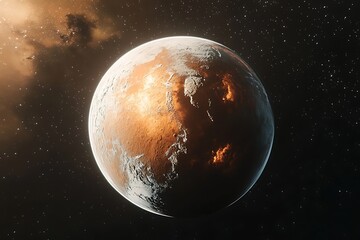 Naklejka premium Imaginary Planet in Outer Space with Stars and Nebula Scenery