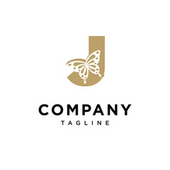 Letter J Butterfly Gold Logo Icon Vector