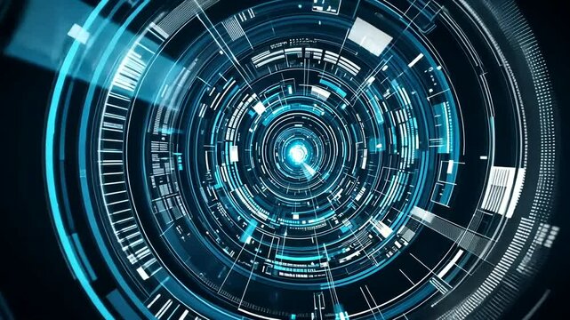 Abstract futuristic digital tunnel with blue light, showcasing technology and innovation