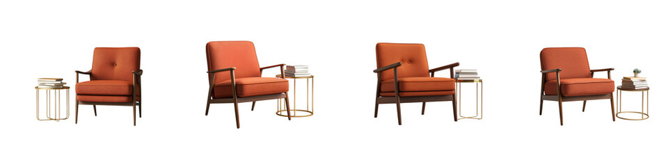 Fototapeta premium Sleek and sophisticated modern furniture chairs in warm neutral tones for a stylish and comfortable living room design