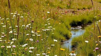 Colorful meadow stream
