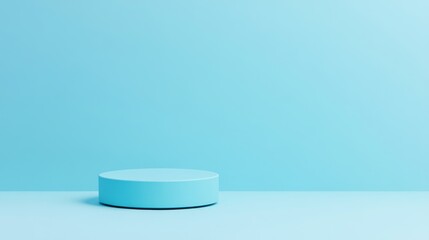 Minimalist Blue Cylinder Podium on Solid Backdrop,Display ,Platform