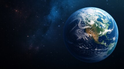 Earth From Space Detailed Render of Planet, Stars and Nebula. , Planet, Galaxy