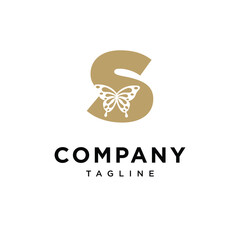 Fototapeta premium Letter S Butterfly Gold Logo Icon Vector