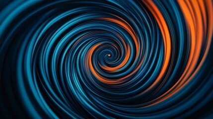Blue-Orange Swirl Abstract Lines Converging to Center,Hypnotic,Abstract ,Spiral