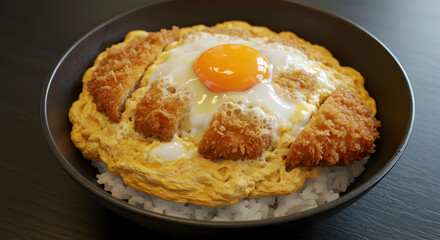 Crispy Fried Chicken On Rice With Egg