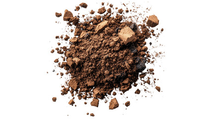 Png of A pile of rich, brown soil featuring various textures and sizes, perfect for gardening or landscaping projects on transparent background.