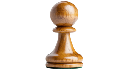 a polished wooden chess pawn on white background