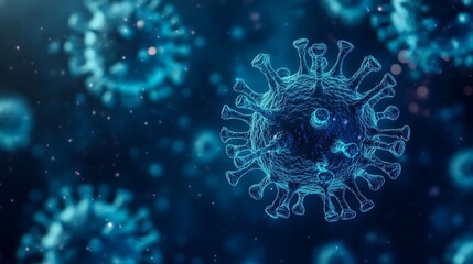 3D Render of a Virus Particle Under Microscope