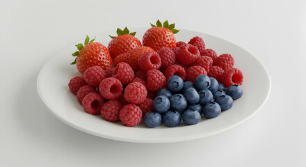 Assorted Berries On White Plate