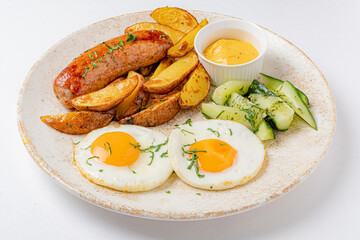 tasty breakfast on the white background
