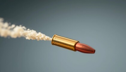 High-speed photography captures a bullet in flight leaving a trail of smoke, showcasing the power and precision of projectile motion.