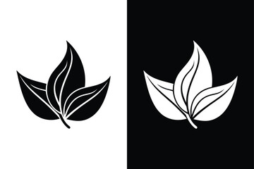 Minimalist Leaf & Petal Icon. Sleek Silhouette Vector for Design Use