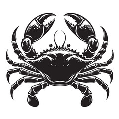 Black Crab Silhouette Vector, High Quality Illustration on White Background