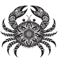 Black Crab Silhouette Vector, High Quality Illustration on White Background