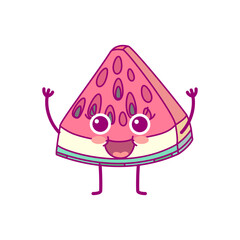 vector cute cartoon character happy fruit. Hand drawn clip art isolated on transparent background.