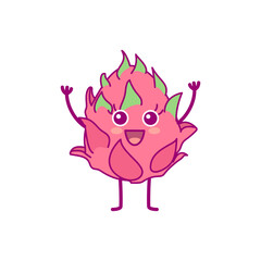 vector cute cartoon character happy fruit. Hand drawn clip art isolated on transparent background.
