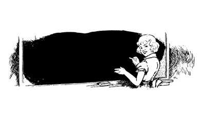 School girl teaches you a lesson, fill in the chalkboard with your own message!