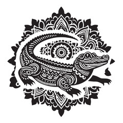 Black Crocodile Silhouette Vector, High Quality Illustration on White Background