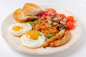 english breakfast on the plate