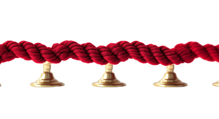 Red velvet rope on a gold pole. Isolated illustration on white background.
