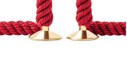 Red velvet rope on a gold pole. Isolated illustration on white background.
