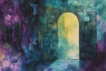 Mystical Stone Archway Hopes Glowing Path.