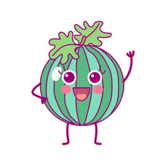 vector cute cartoon character happy fruit. Hand drawn clip art isolated on transparent background.