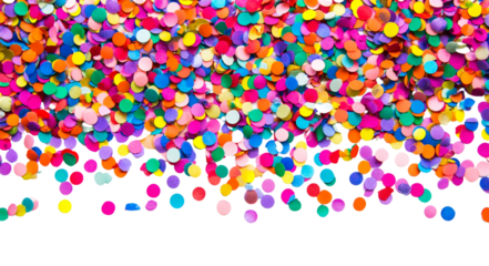 Colorful confetti background for party celebration on white background.
