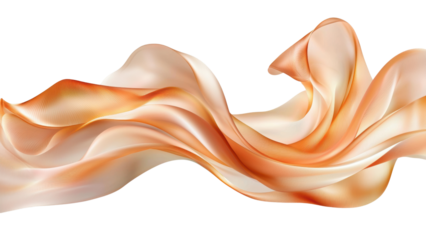 Png of Flowing silk fabric in warm tones, creating an elegant and dynamic visual effect on transparent background.