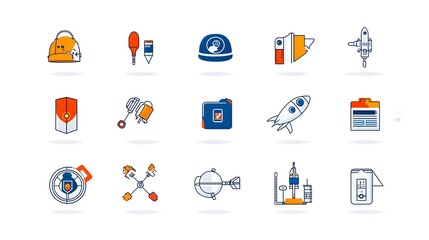 This image features a collection of 15 minimalist outline style icons depicting various types of helmets including those used in construction industry aviation and other safety critical domains