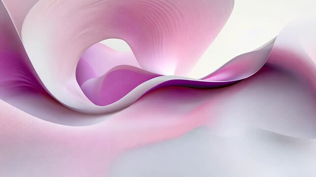 Abstract Flowing Waves in Soft Pink and White Tones