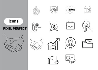 hand drawn business icons set