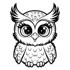 Obraz premium Wise Owl Illustration: An adorable owl with captivating eyes and intricate feather details, perfect for educational or decorative purposes.