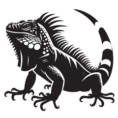 Black Iguana Silhouette Vector, High Quality Illustration on White Background