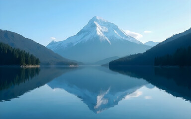 mountain lake reflection