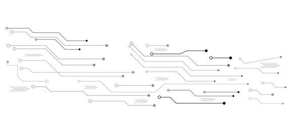 Abstract grey circuit line technology pattern on white background, futuristic vector illustration of digital circuitry design for tech backgrounds	