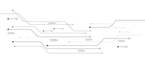 Abstract grey circuit line technology pattern on white background, futuristic vector illustration of digital circuitry design for tech backgrounds	