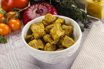 Indian cuisine curry chicken fillet
